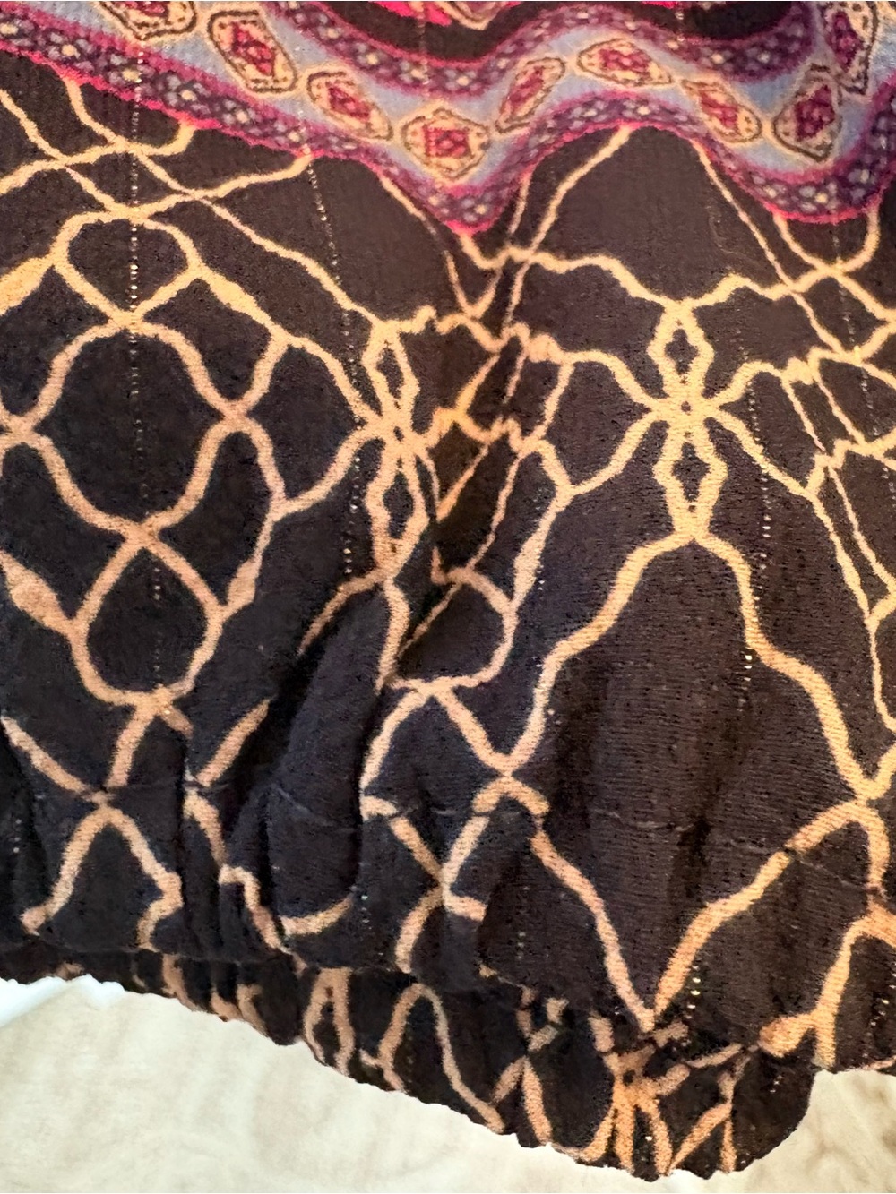 Ruby Rd. Magenta Printed Peasant Tunic with Tassel Tie - Picture 6 of 11